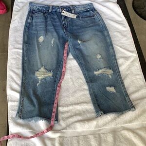 Distressed Blue Ankle Jeans
